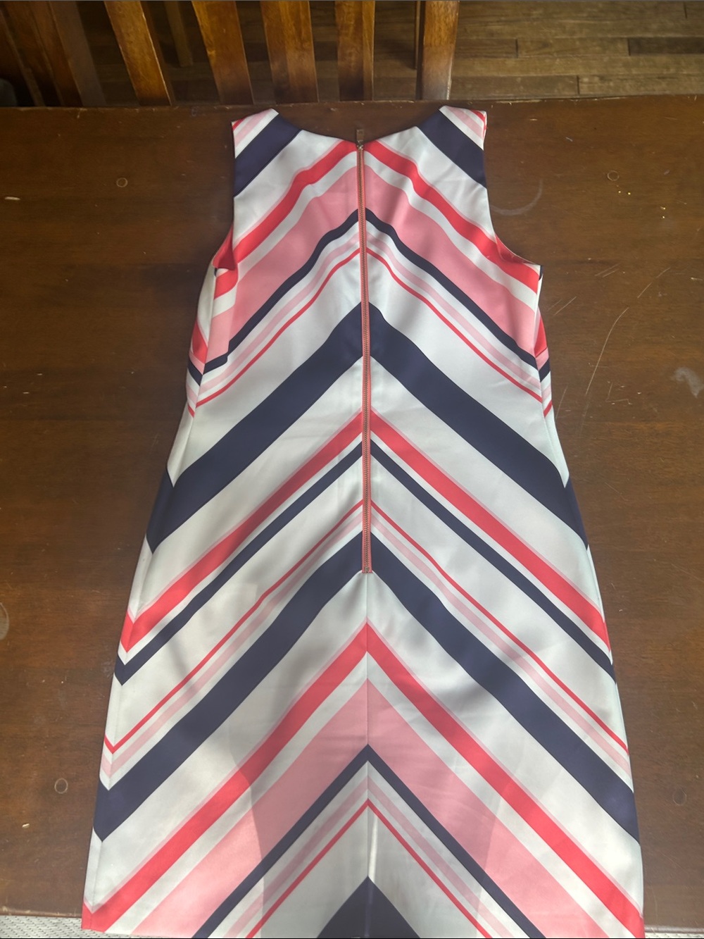 Vince Camuto Pink White Navy Chevron Shift Dress - Picture 2 of 4